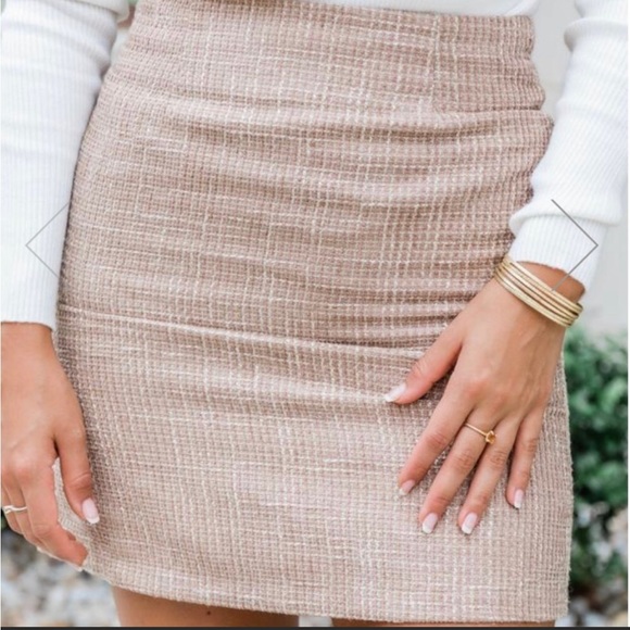 Pink Lily- Brown Tweed Skirt - Picture 2 of 14